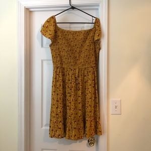 Mustard and floral print dress
